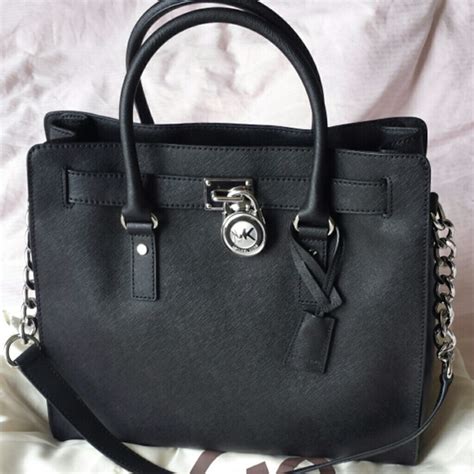 michael kors hamilton bag black and silver